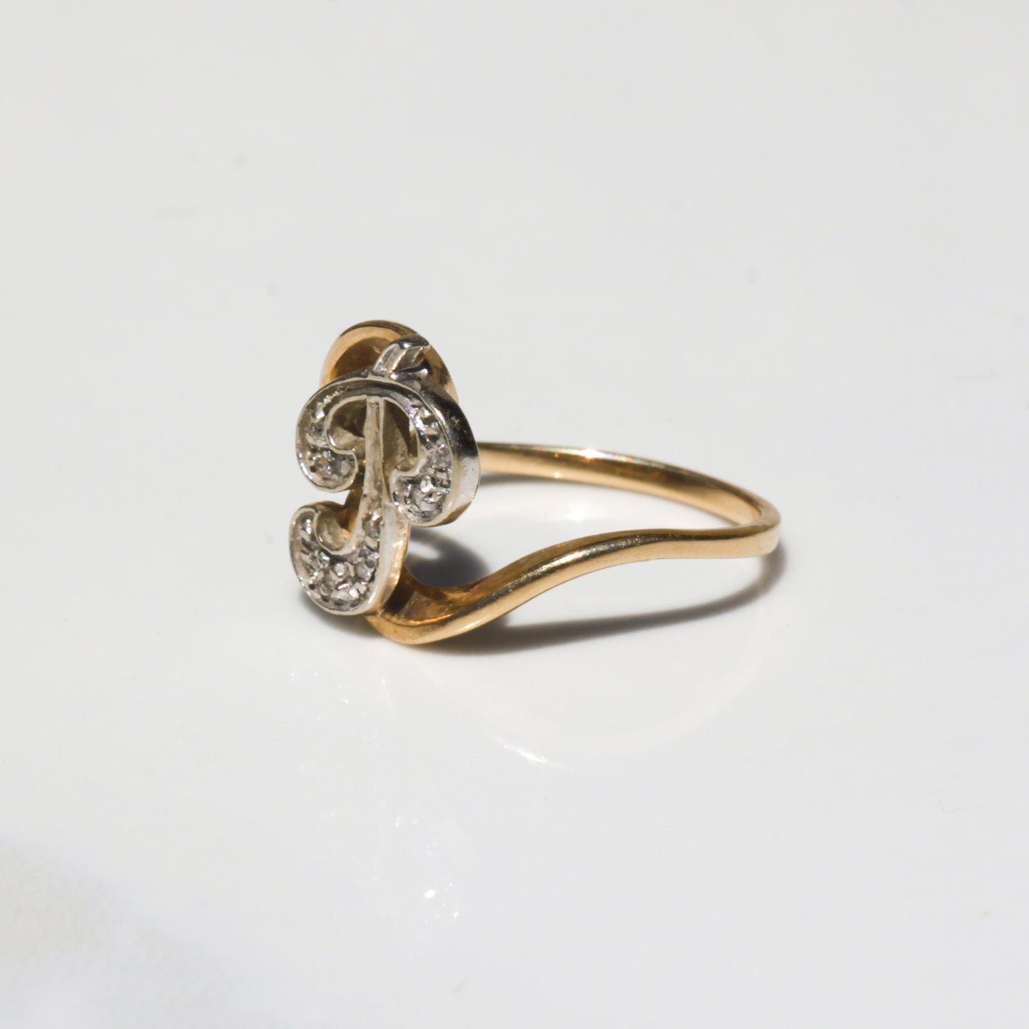 Vintage P Diamond Initial Ring 14k Gold Sz 6