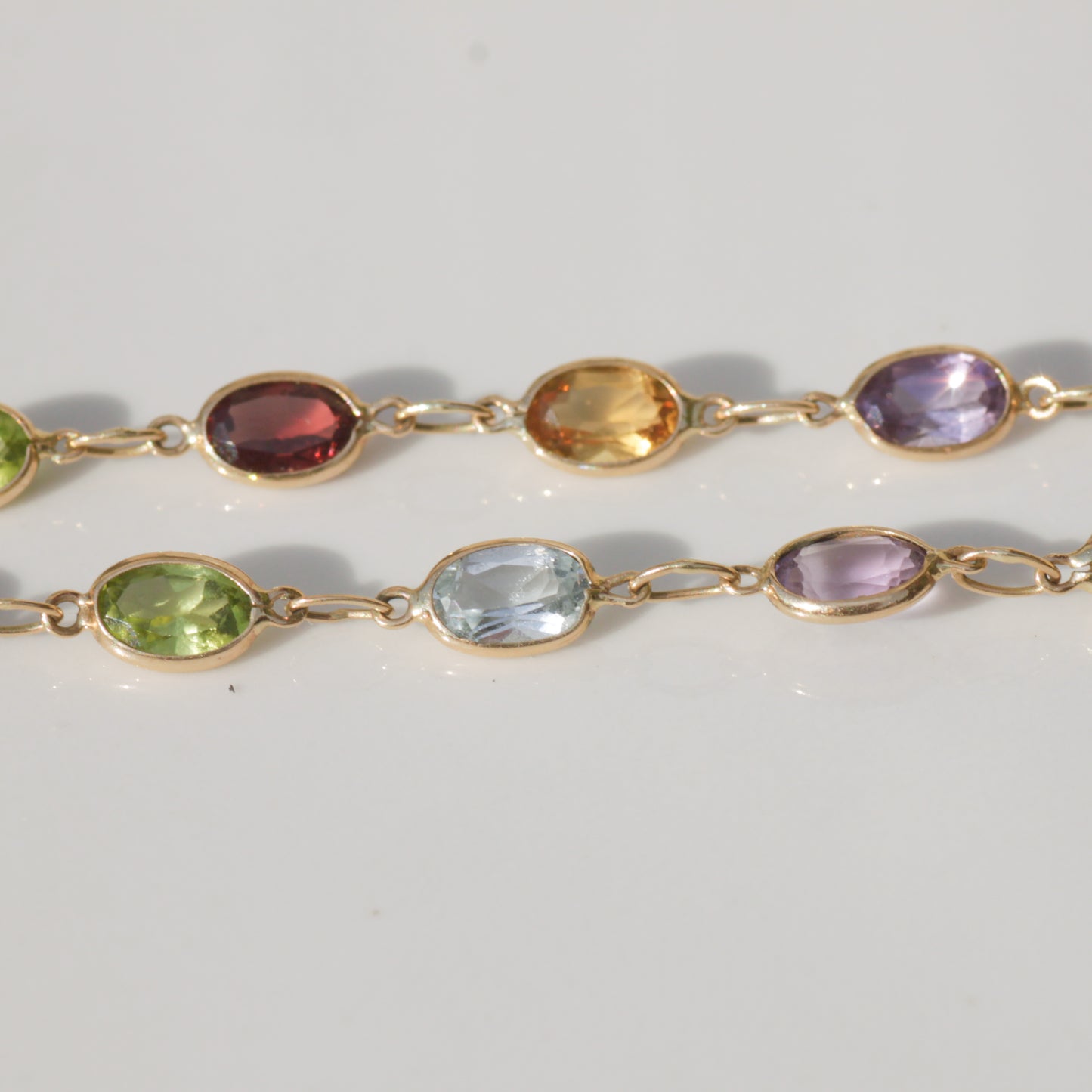 Vintage Rainbow Bezel Gem Bracelet 14k