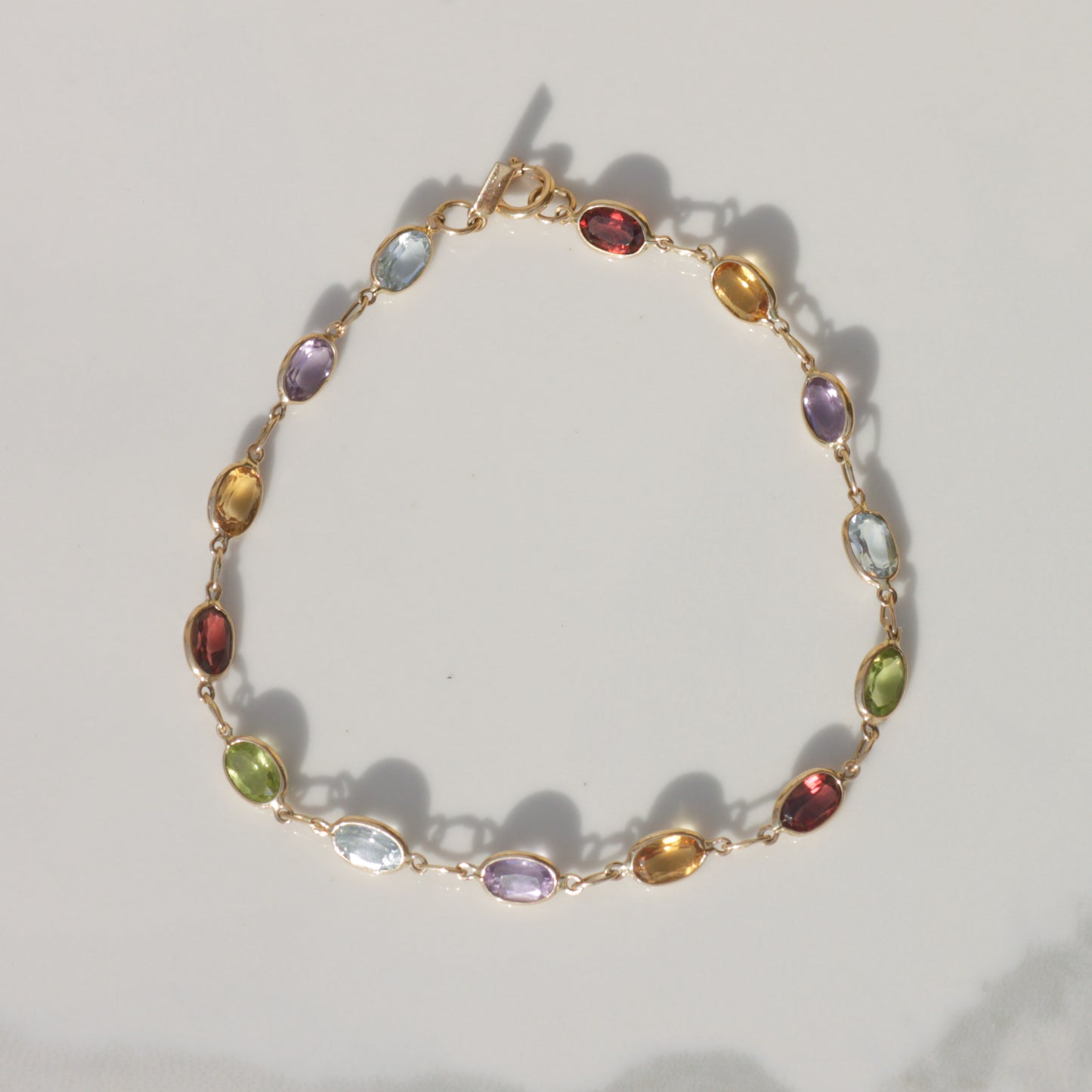 Vintage Rainbow Bezel Gem Bracelet 14k