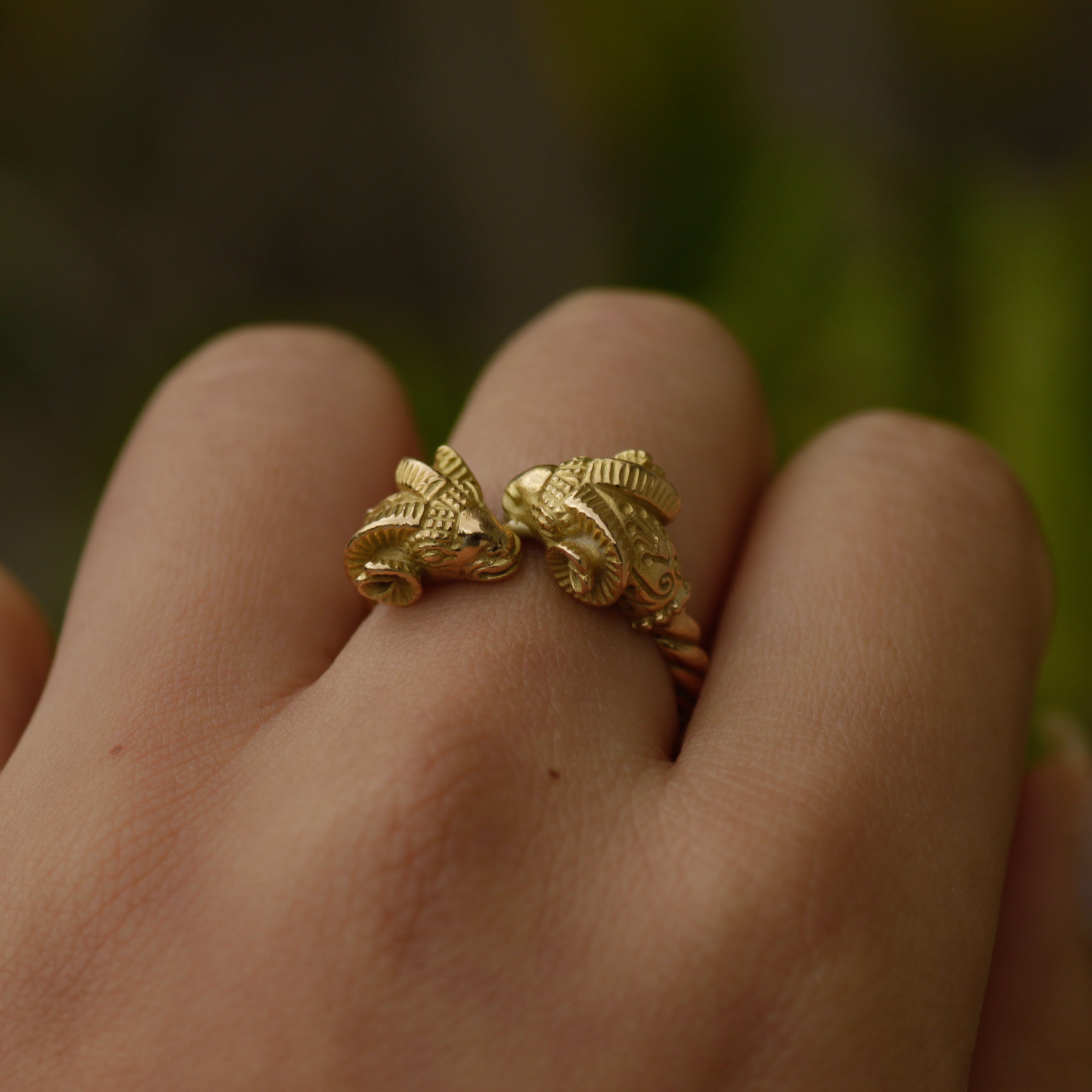 Vintage Mid-Century Double Ram's Head Ring