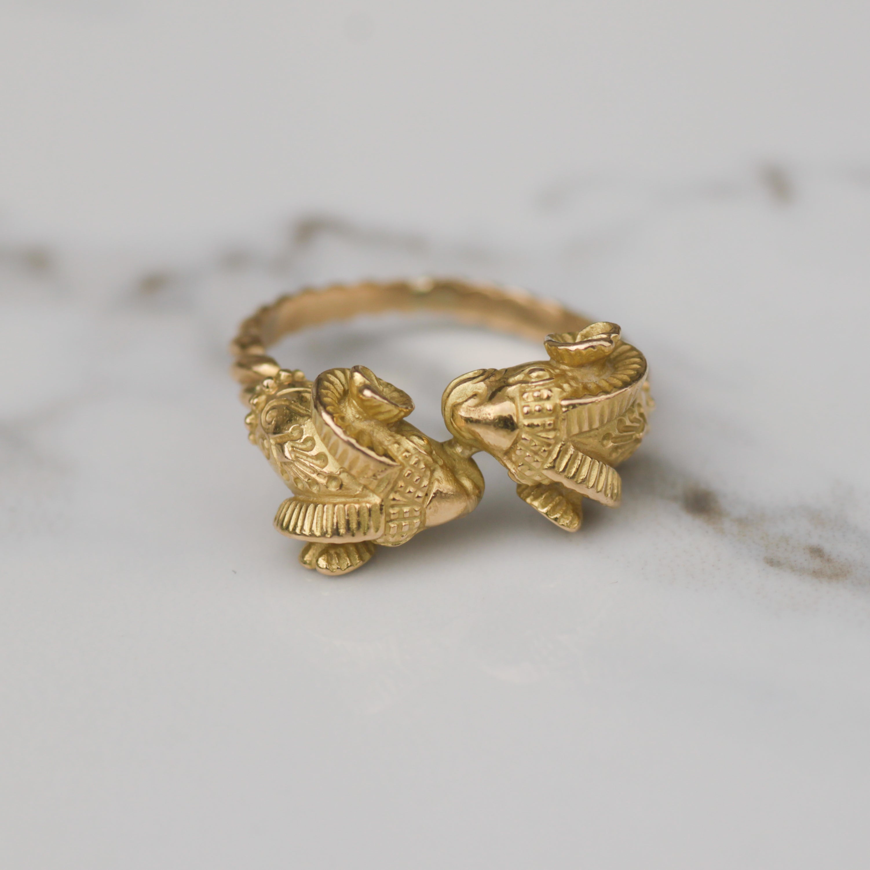 Vintage Mid-Century Double Ram's Head Ring