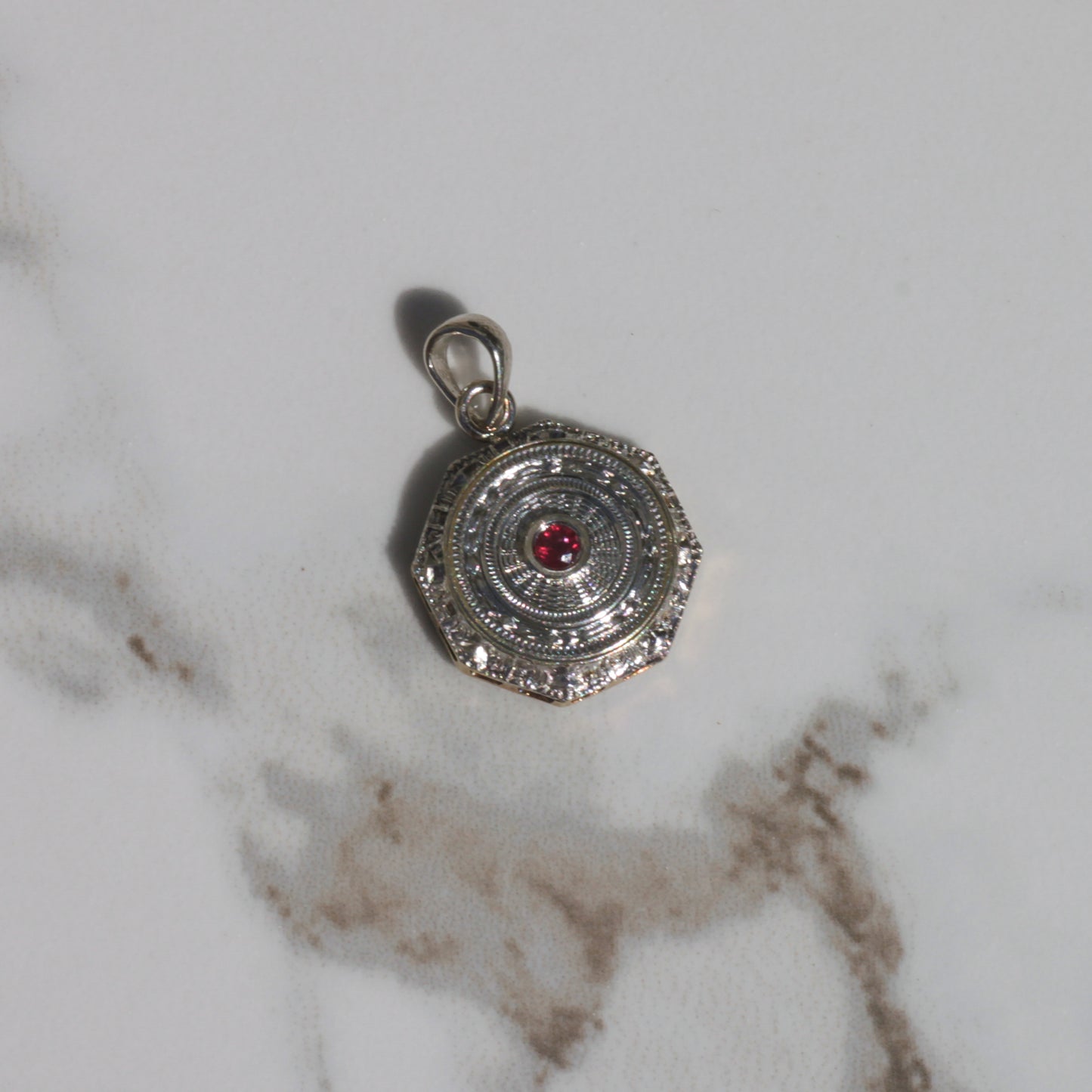 Antique Art Deco Ruby Pendant 14k