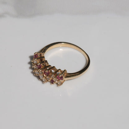 Estate Ruby and Diamond Ring 14k Gold Sz 5 3/4