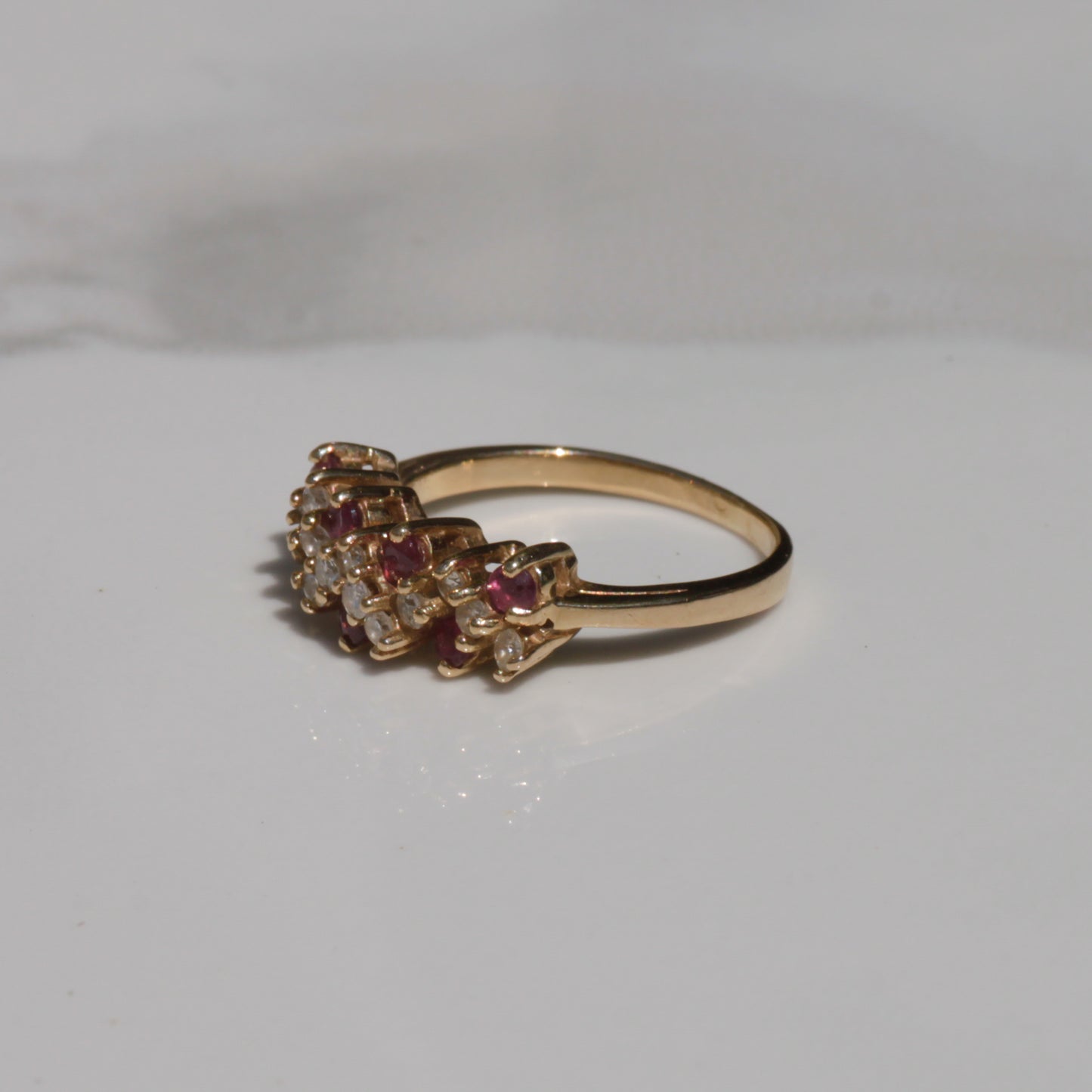 Estate Ruby and Diamond Ring 14k Gold Sz 5 3/4