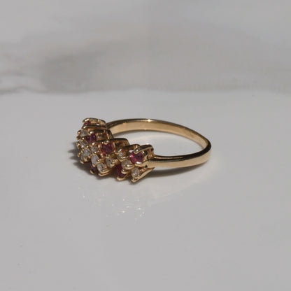 Estate Ruby and Diamond Ring 14k Gold Sz 5 3/4