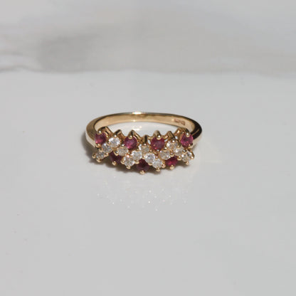 Estate Ruby and Diamond Ring 14k Gold Sz 5 3/4