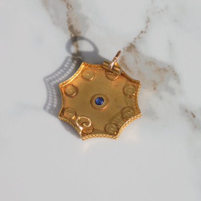 Antique Pearl & Sapphire Geometric Pendant 18k