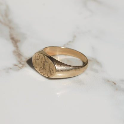 Vintage Oval Signet Ring 10k Gold Sz 5