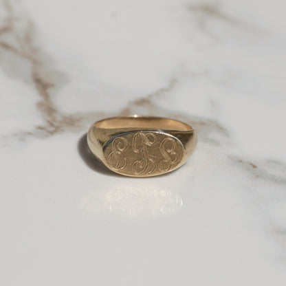 Vintage Oval Signet Ring 10k Gold Sz 5