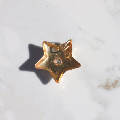 Vintage Star-cut Diamond Slider Pendant 14k Gold