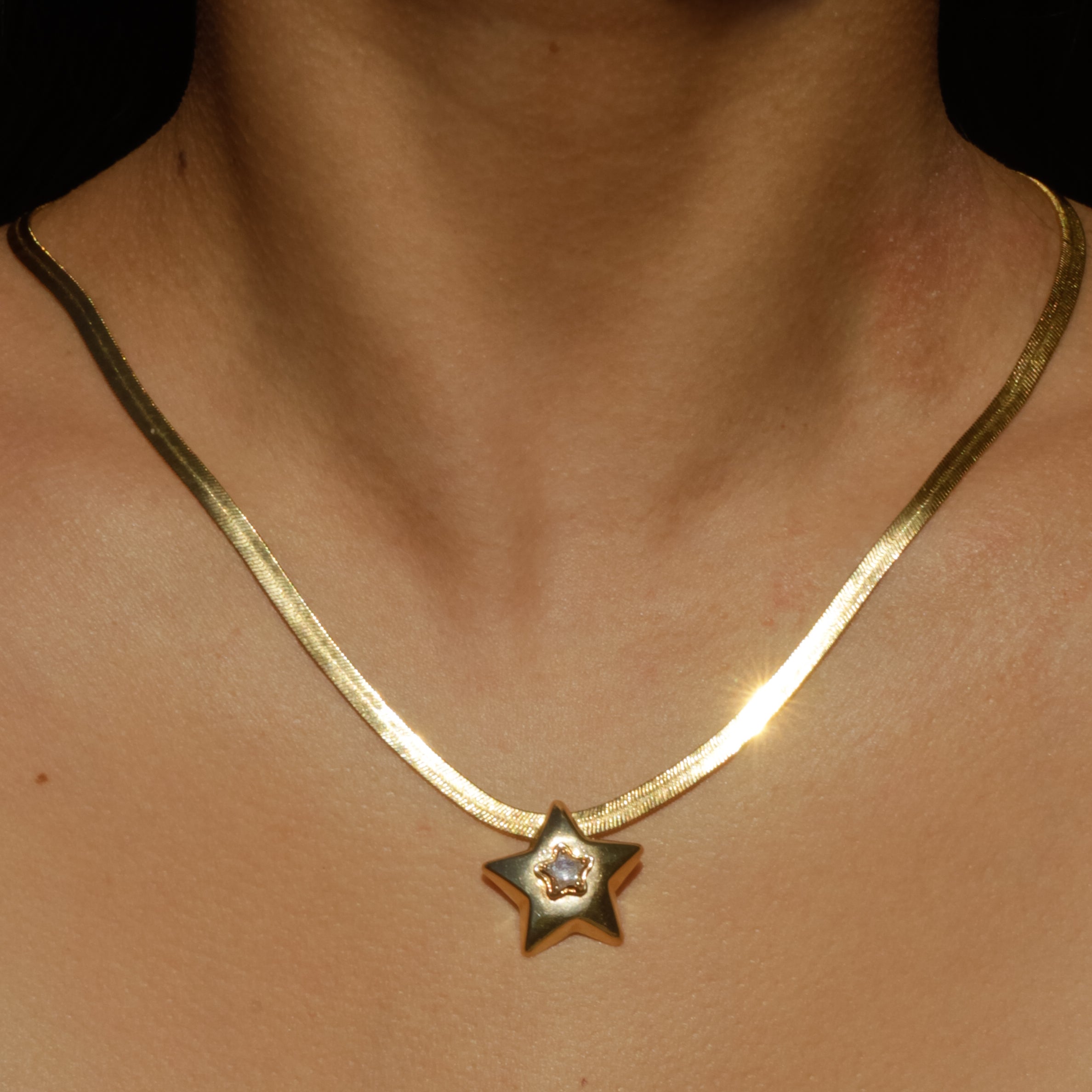 Vintage Star-cut Diamond Slider Pendant 14k Gold
