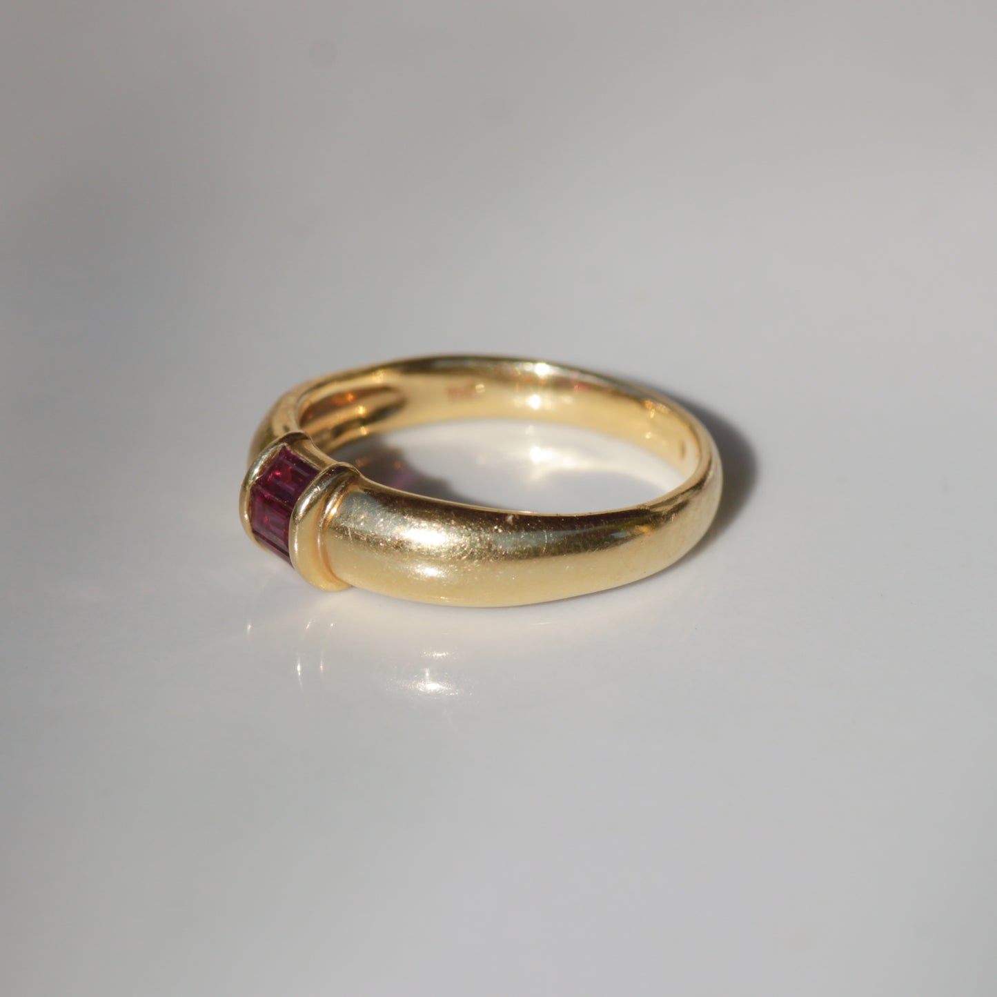 Vintage Tiffany Ruby Baguette Ring 18k Gold Sz 9