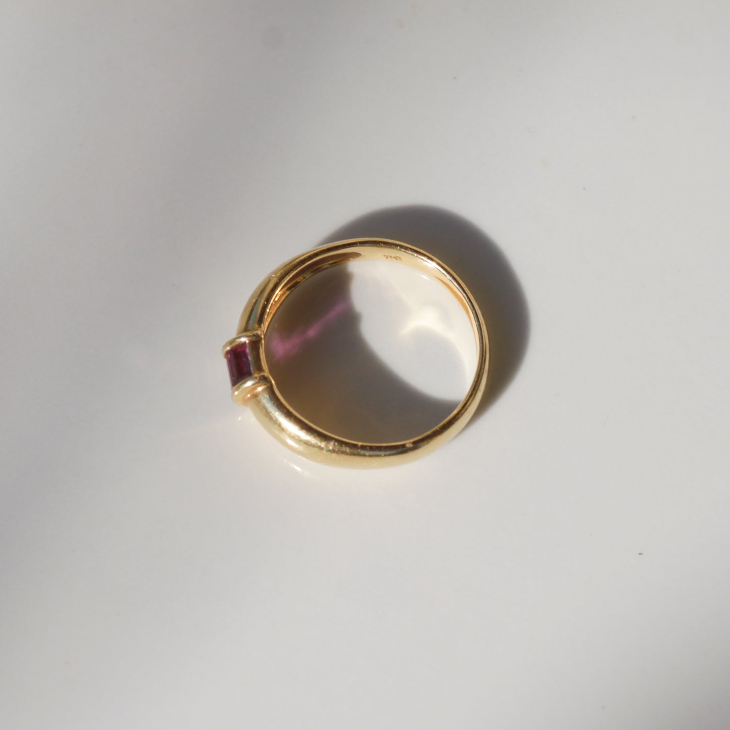 Vintage Tiffany Ruby Baguette Ring 18k Gold Sz 9