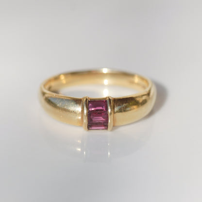 Vintage Tiffany Ruby Baguette Ring 18k Gold Sz 9