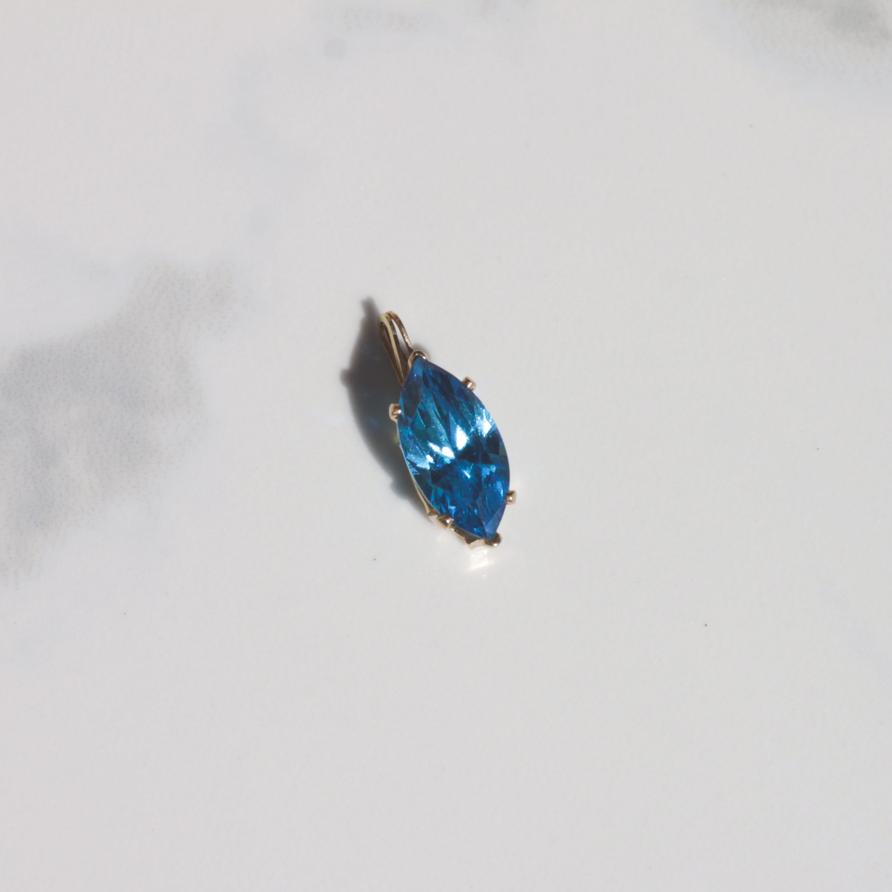 Vintage Marquise Topaz Pendant 14k