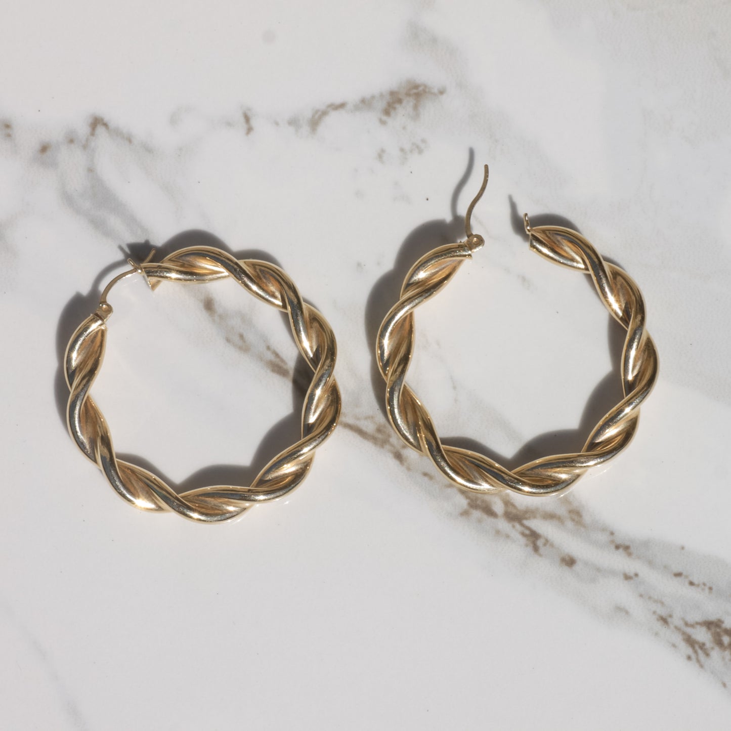 Vintage Twisted Hoop Earrings 14k