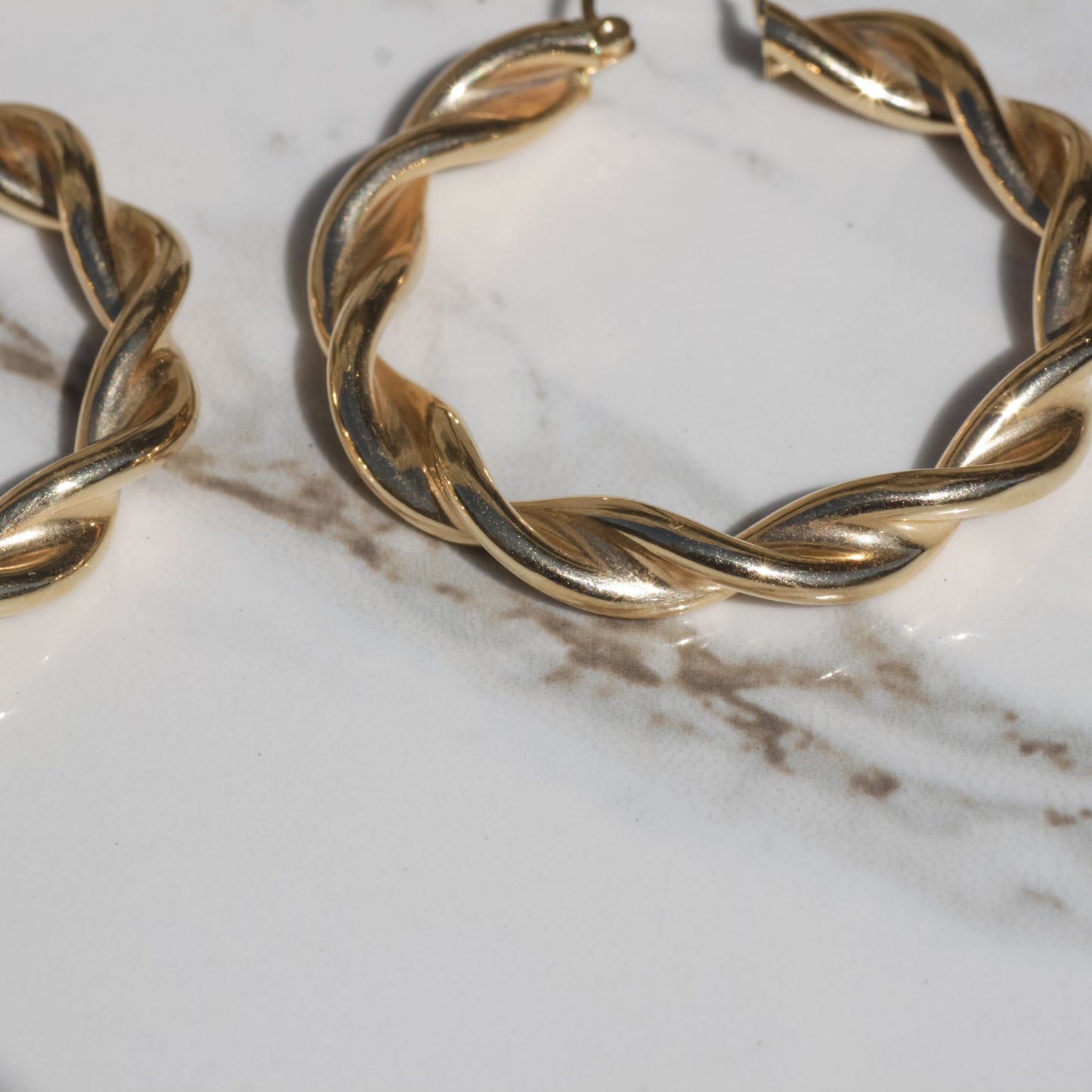 Vintage Twisted Hoop Earrings 14k