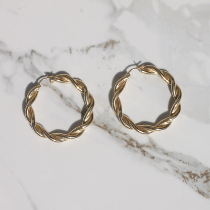 Vintage Twisted Hoop Earrings 14k