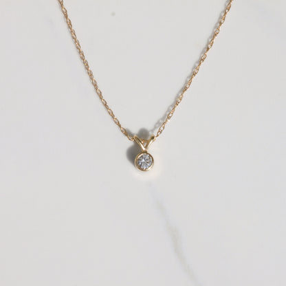 Estate Bezel-Set Diamond Pendant Necklace 14k